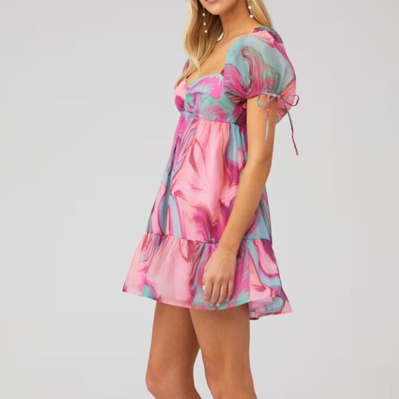 Amanda Uprichard Pink and Blue Mini Dress - Picture 2 of 7